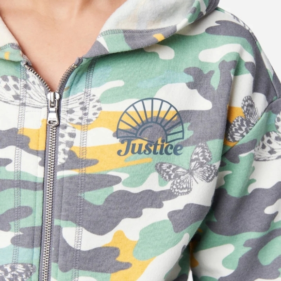 Army Green Patterned Zip-Up Hoddie - Picture 3 of 3